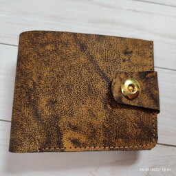 کیف جیبی  چرم طبیعی شتری دوخته شده با نخ ابریشم دارای 6عددجای کارت وپول