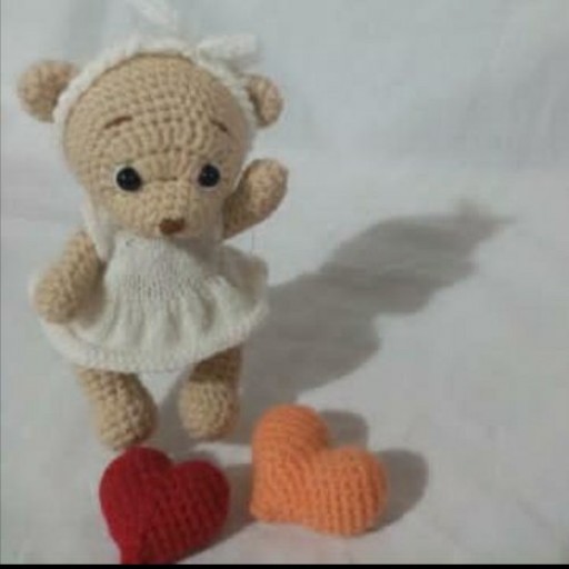 عروسک  بافتنی تدی خرسه دخترانه خانواده ی هنری