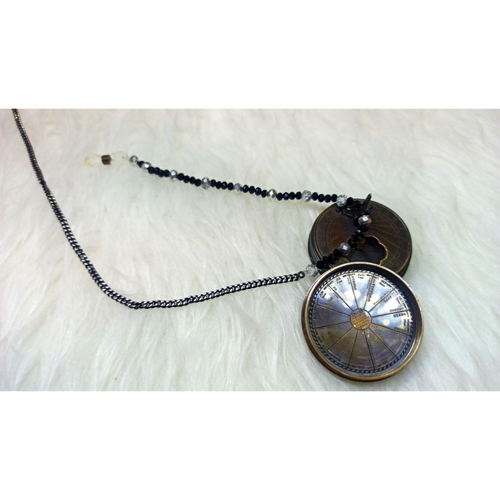 بند عینک زنجیری استیل دو رنگ مدل کریستال