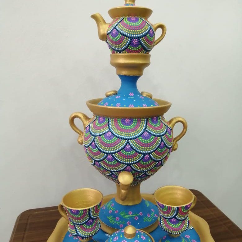 محصولات سفالی نقطه کوبی شده با بهترین طرح و رنگ حتی با طرح و رنگ دلخواه شما