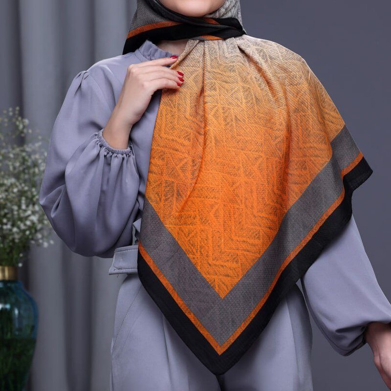 روسری  نخی   قواره  90 طرح hps  در 6 رنگ براساس رنگ حاشیه ای