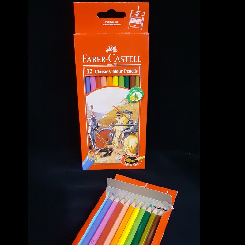 مداد رنگی 12 رنگ کلاسیک  جعبه مقوایی FABER  CASTELL