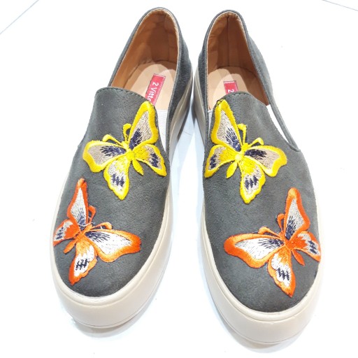 کفش زنانه ونس زیتونی رنگ با طرح پروانه سایز 38