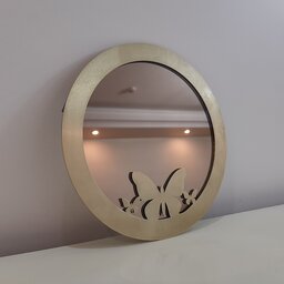 آینه دیواری فریم دار دکوراتیو برنجی مدل پروانه سایز دو 