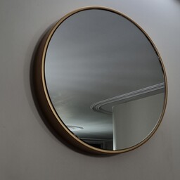 اینه آینه  دکوراتیو قطر 37 قاب ام دی اف طلایی آینه سفید