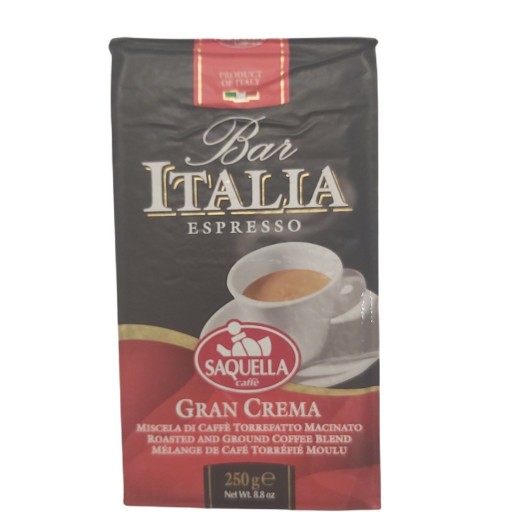 پودر قهوه اورجینال برند ساکوئلا ایتالیا بار 250 گرمی باخاصیت کف زیاد وطعم فوق العاده