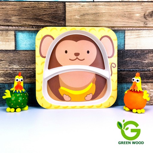 ظرف غذای کودک بامبو فایبر(سرویس غذاخوری-ظرف کودک)ست 5 تکه میمون کد Gw120101030
