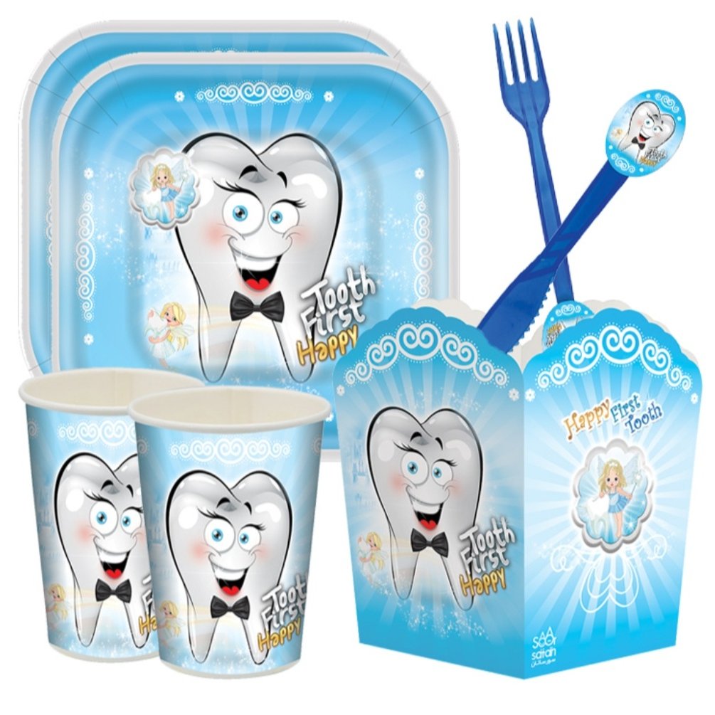 پک تولد تم دندون آبی81تیکه