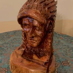 مجسمه سرخپوست چوبی- چوب کاج- کاملا دست ساز