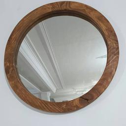 آینه چوبی گرد قطر 50 ساخته شده از چوب طبیعی 