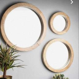آینه چوبی گرد سه عددی 