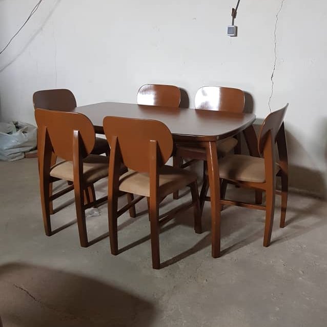 میزنهارخوری مدل فیلی شش نفره تمام چوب توسکا جنگلی 