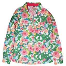 شومیز  پیراهن کتان سوپر نخ زنانه دخترانه گلدار  هاوایی محصول ترکیه سایز مدیوم
