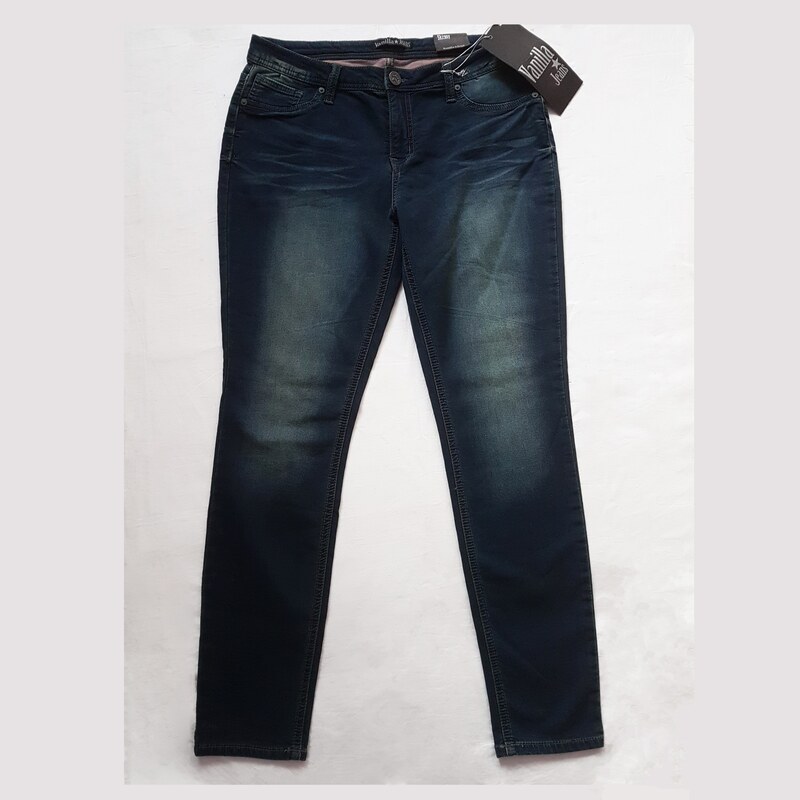 شلوار جین زنانه کاغذی کشی سایز بزرگ برند اصل آمریکا آبی تیره سایز 44-46