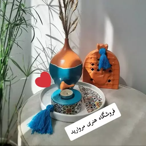 ست رومیزی 3 تیکه  مدرن  (گلدان.سینی.جاشمعی)جهت زیباسازی منزل