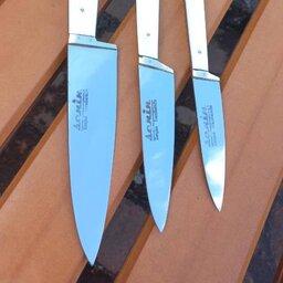 چاقو آشپزخانه در 3 سایز  ساخت زنجان تیغه فولاد استیل ضد زنگ باربند برنج دسته فیبر 