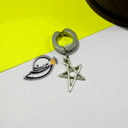 پیرسینگ فیک کلیپسی با آویز ستاره خفن بدون نیاز به سوراخ بودن گوش از جنس استیل رنگ ثابت نقره ای کد 40