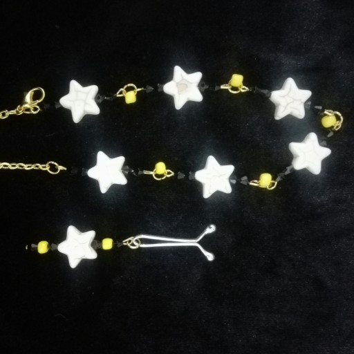 ست دستبندو گیره ستاره سفید و زرد