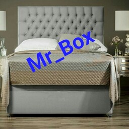 تختخواب باکس ثابت هتلی سایز 90 یکنفره تکنفره به همراه تاج تخت خواب بدون تشک