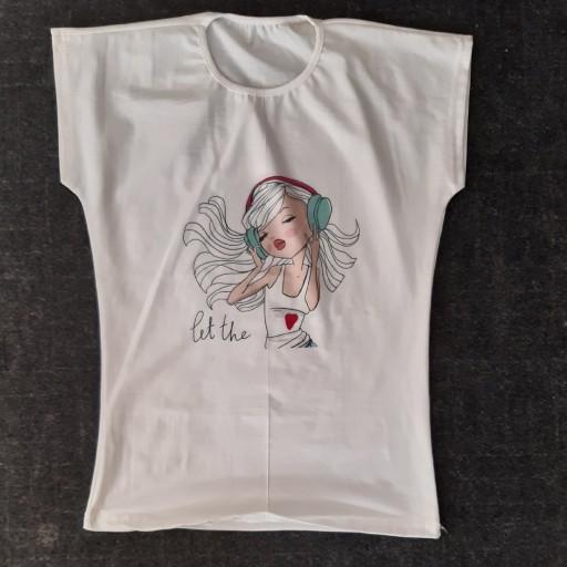 تی شرت سفید دخترانه چاپی طرح رخ