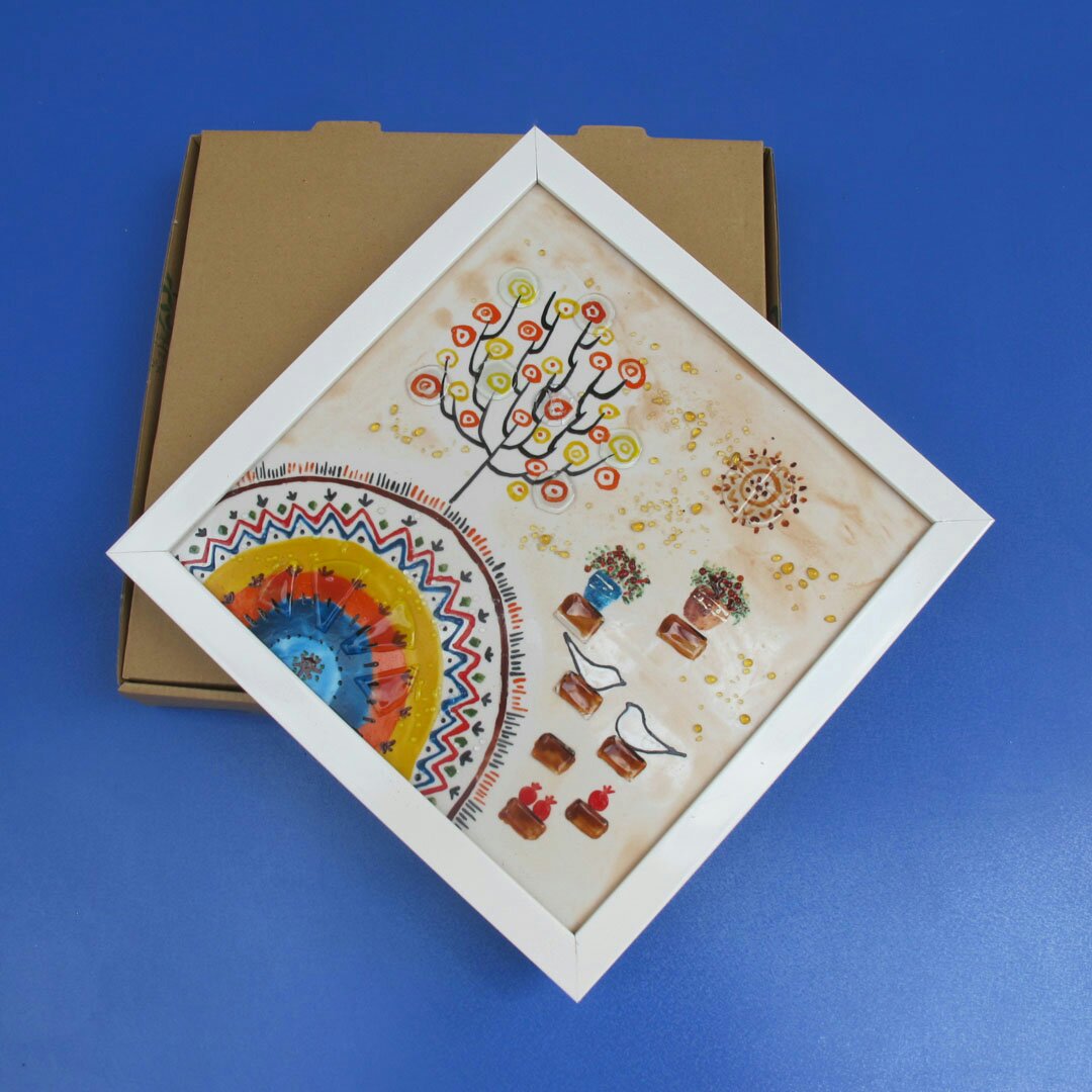 تابلو آمینا طرح  درخت زندگی(قاب سفید)