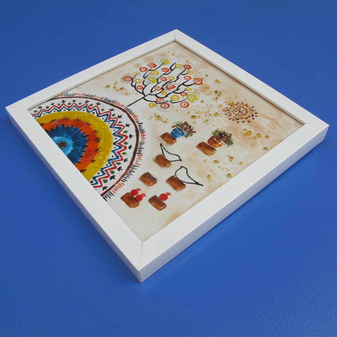 تابلو آمینا طرح  درخت زندگی(قاب سفید)