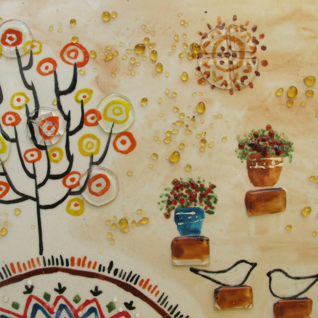 تابلو آمینا طرح  درخت زندگی(قاب سفید)