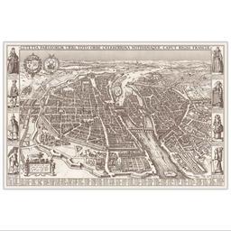 تابلو شاسی پالمیرا طرح نقشه تاریخی پاریس فرانسه کد MAP122 سایز 50X70