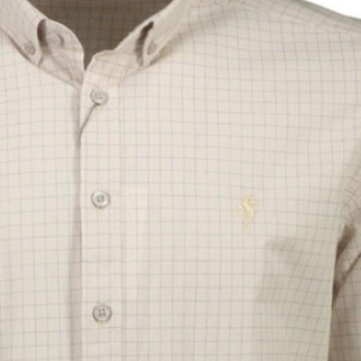پیراهن مردانه شیک کرم رنگ با چهارخانه ریز برند زی سا سایز xl