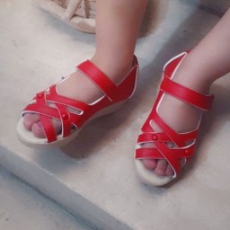 کفش ضربدری قرمز کف تخت زیبا راحت سبک دخترانه