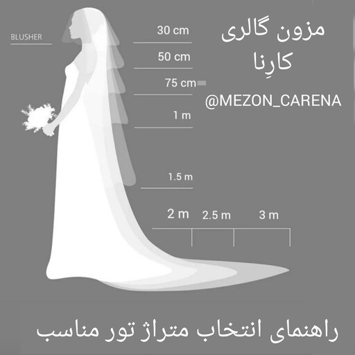تور سر عروس عربی خطی مزون کارنا شکوفه دار  2 متری 
