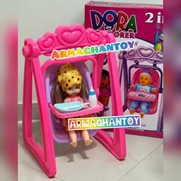 اسباب بازی دخترانه تاب و کریر عروسک (دو کاره) برند دورا