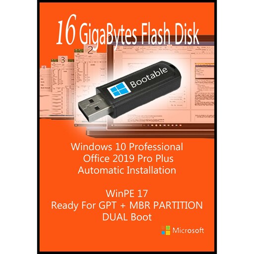 فلش بوتیبل دوگانه Windows 10 Pro - Office 2019 Pro Plus