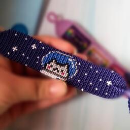 دستبند دوستی بافت طرح گربه فضانورد