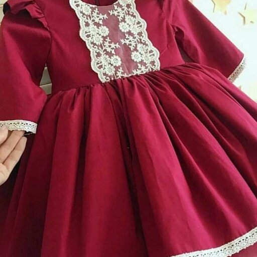 لباس دخترانه قرمز خوش رنگ آستر دار 