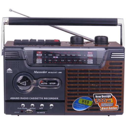 رادیو ضبط و اسپیکر بلوتوثی مکسیدر مدل AM03 رنگ قهوه ای