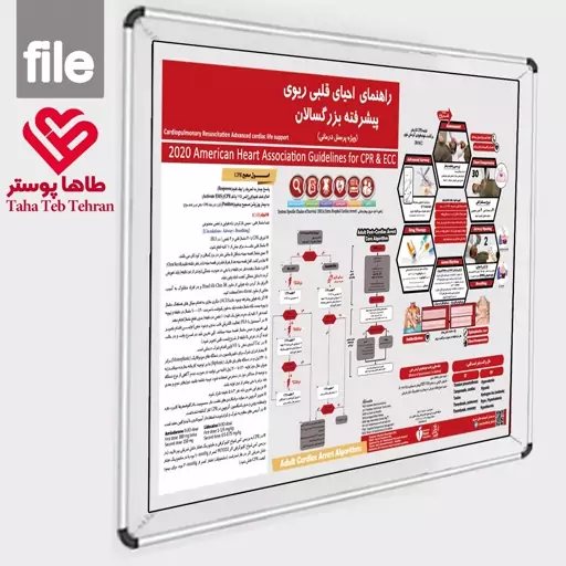 پوستر  احیای قلبی ریوی پیشرفته بزرگسالان CPR 2020 ویژه بیمارستانها
