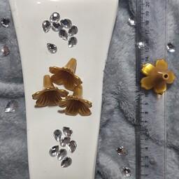 کاسبرگ رنگ طلایی مات و براق سایز بزرگ 5 عددی - برگ گل گلبرگ کریستال لوازم گلسازی خارجی 
