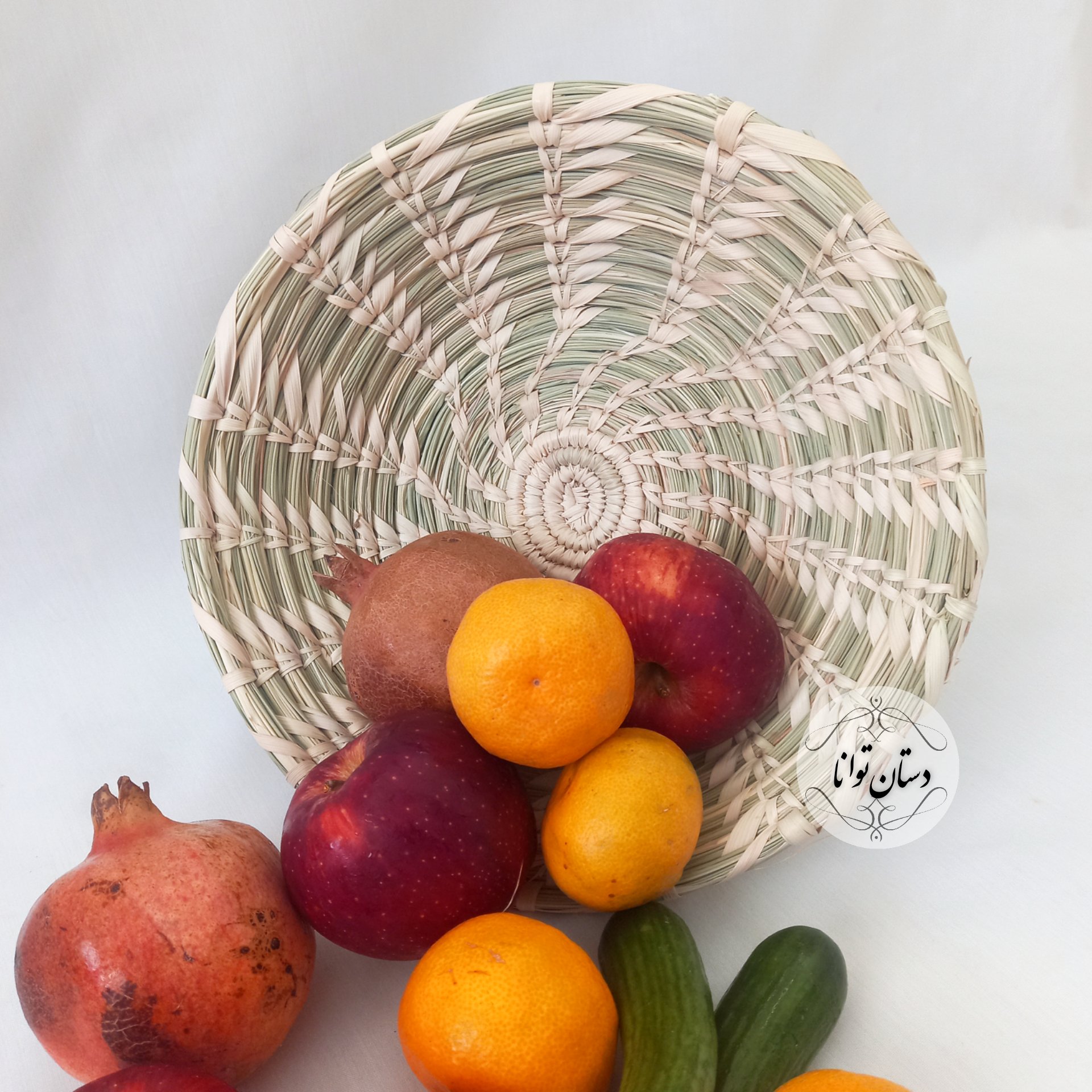 کاسه حصیری مخروطی پایه بلند طرح گندمی