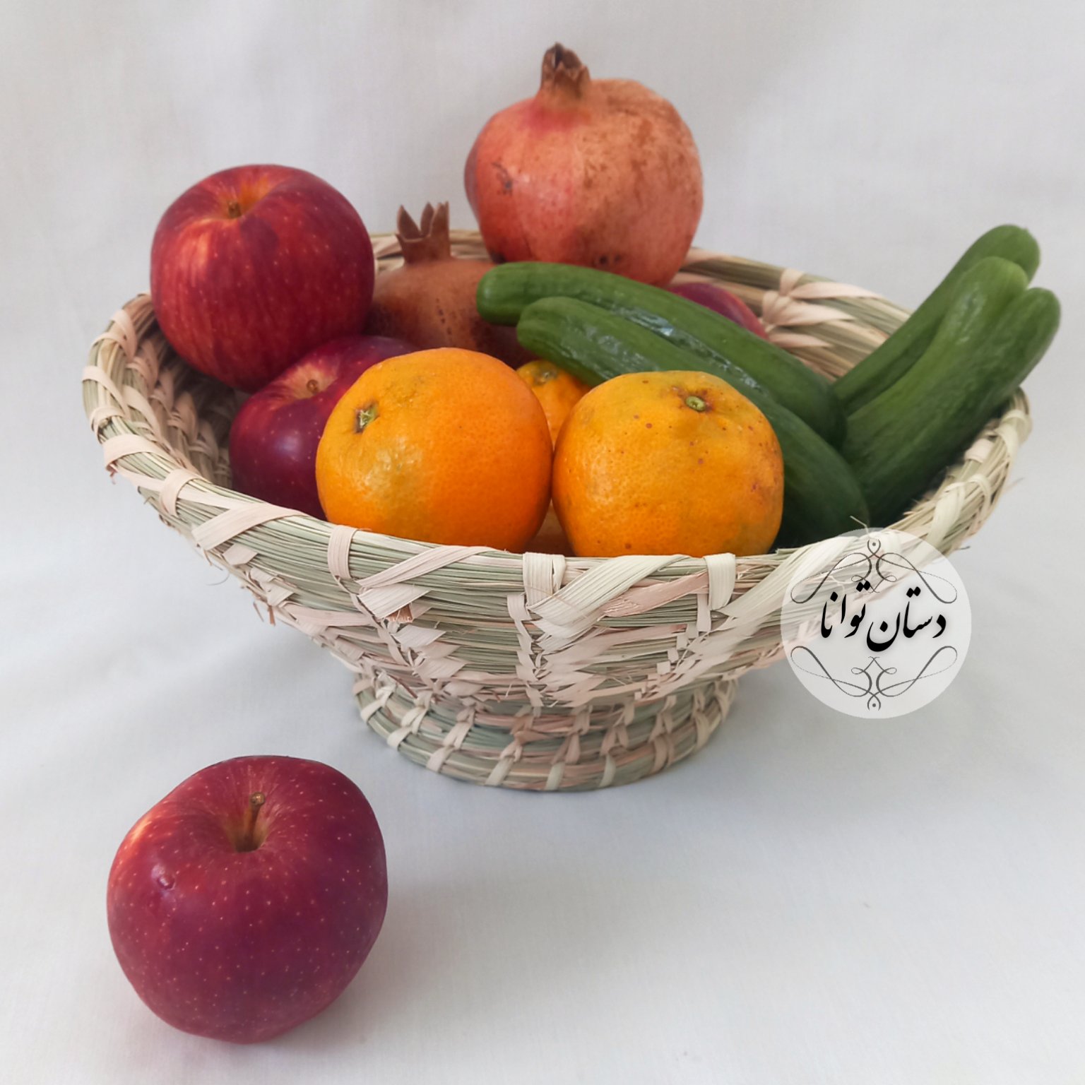 کاسه حصیری مخروطی پایه بلند طرح گندمی