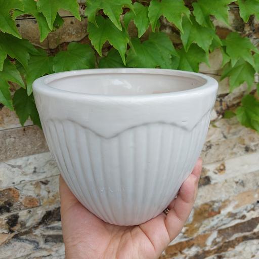 گلدان سرامیکی سفید(ceramic flower pot) شماره یک