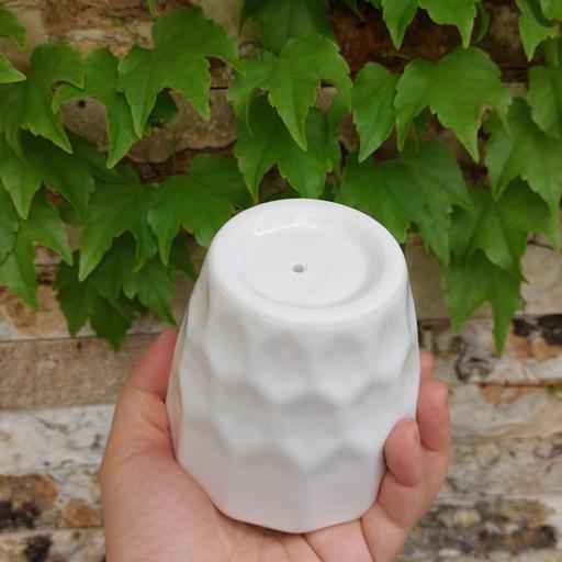 گلدان سرامیکی سفید رنگ(ceramic flower pot) سایز کوچک شماره یک