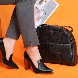 ست کیف و کفش چرم اصل مدل آتنا زنانه و دخترانه