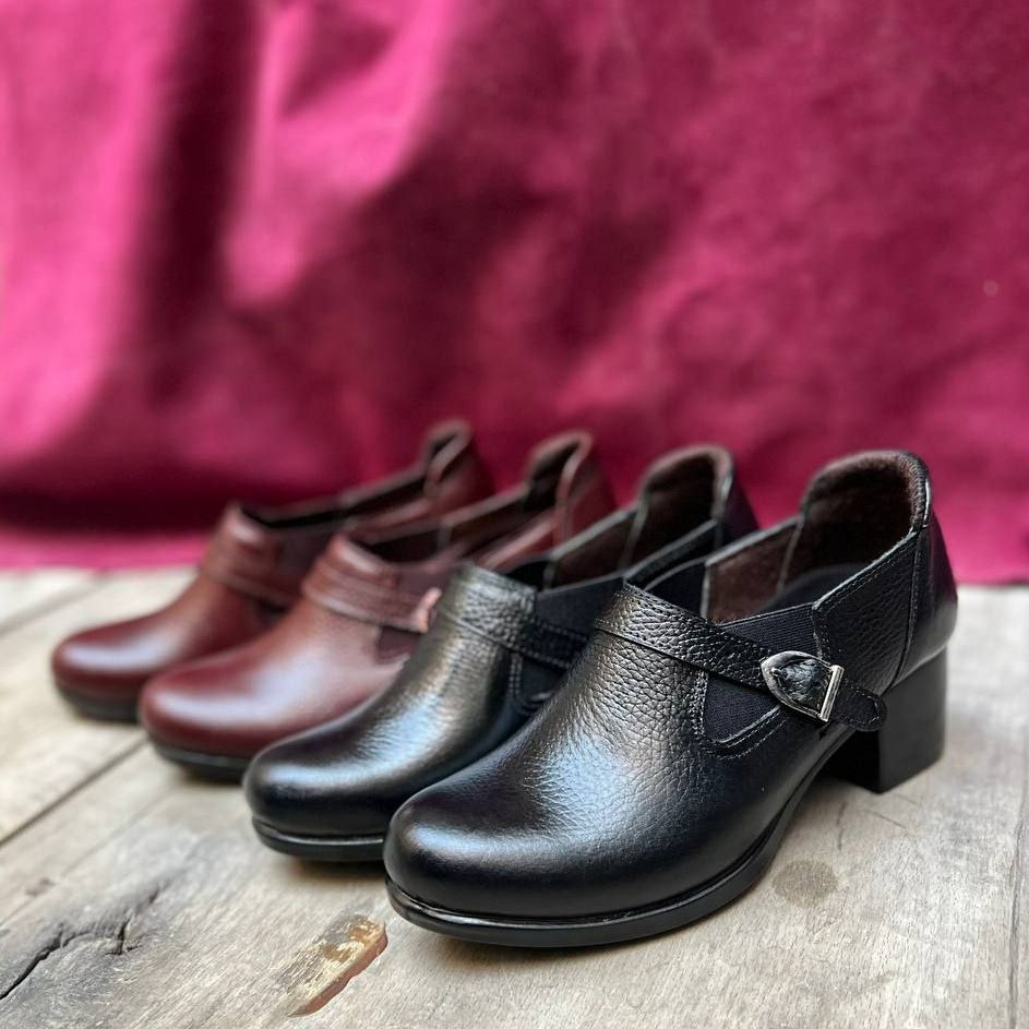 کفش چرم کلاسیک مدل پشت ابری در دورنگ مشکی و سماغی
