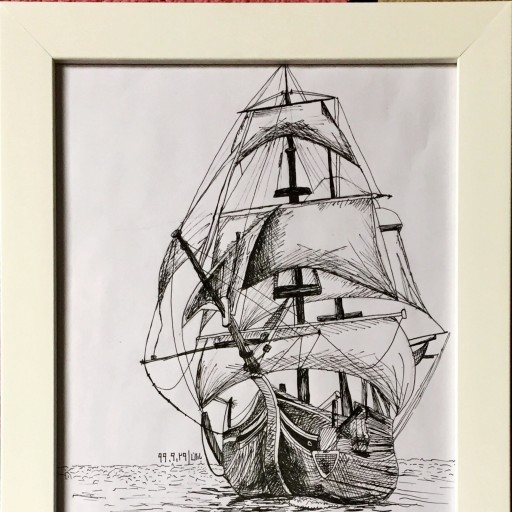 نقاشی راپید طرح کشتی بادبانی