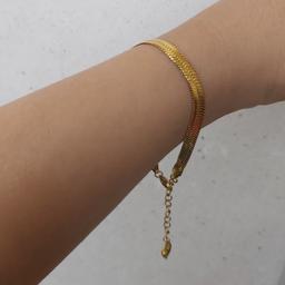 دستبند پوست ماری استیل رنگ طلایی قفل معمولی با آویز قلب