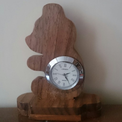 ساعت رومیزی چوبی طرح خرس