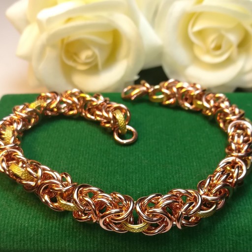 دستبند زنجیری مس زنانه چیناپ طرح طلا+ارسال نیم بها به سراسر کشور