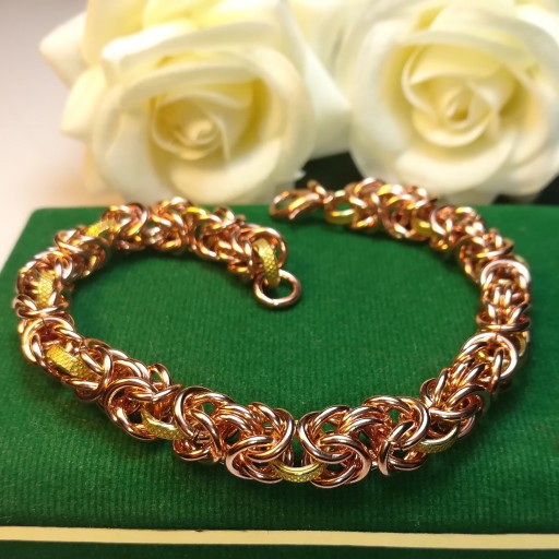 دستبند زنجیری مس زنانه چیناپ طرح طلا+ارسال نیم بها به سراسر کشور