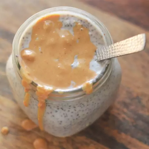 کره بادام زمینی با دانه چیا  peanut butter with chia seeds